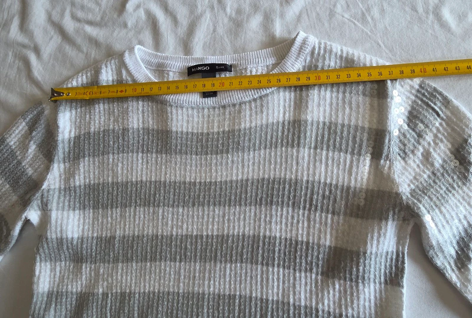 Grey and white striped sweater XS Mango Suit shiny sequined sweater – photo 10